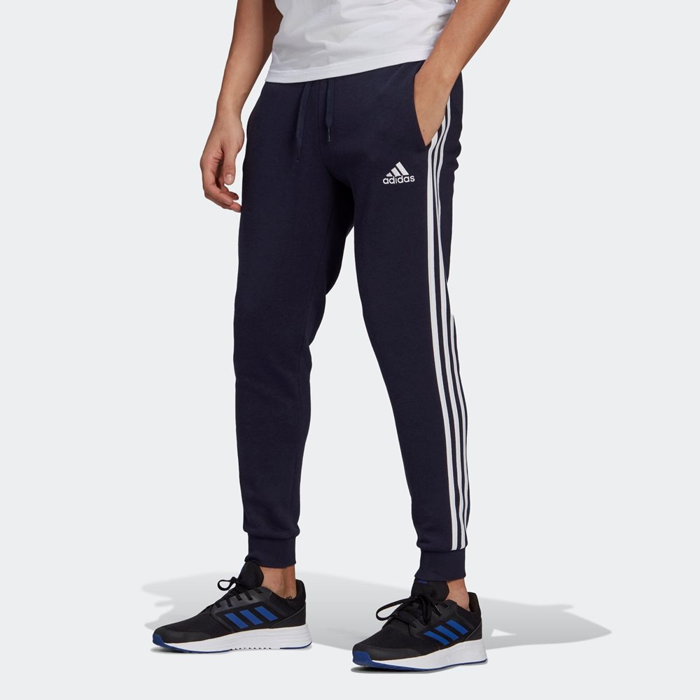 adidas Ανδρικό Παντελόνι Φόρμας Essentials Fleece Fitted 3-Stripes